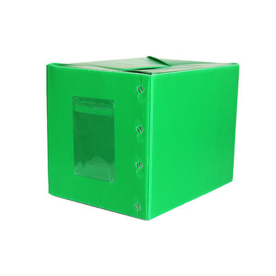 Green PP Corrugated Plastic Box Cosmetic Turn Over Side Window